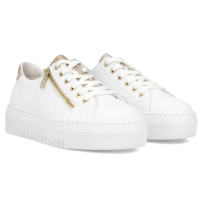 Skórzane sneakersy Rieker M1921-80 białe