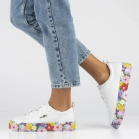 Leather shoes Filippo DP6048/24 WH FL white flowers