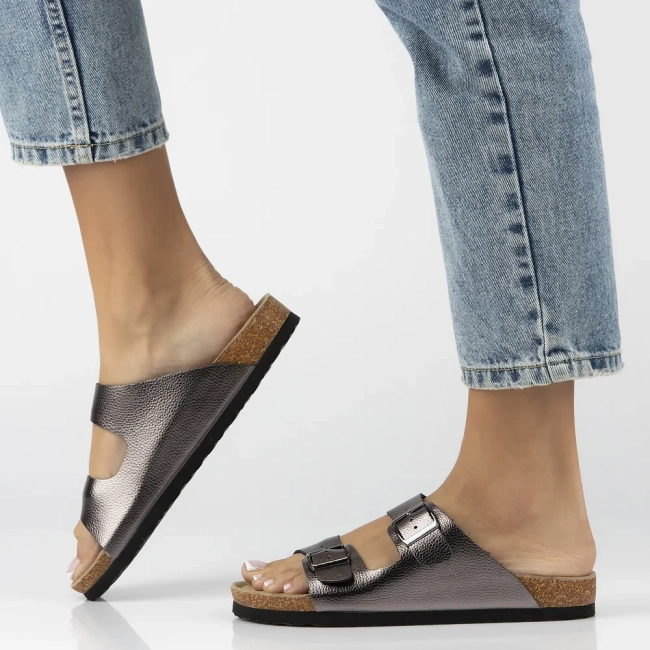 Leather flip-flops Filippo DK7062/25 GN gun metal