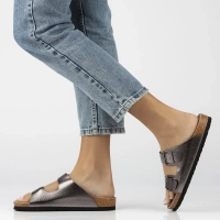 Leather flip-flops Filippo DK7062/25 GN gun metal