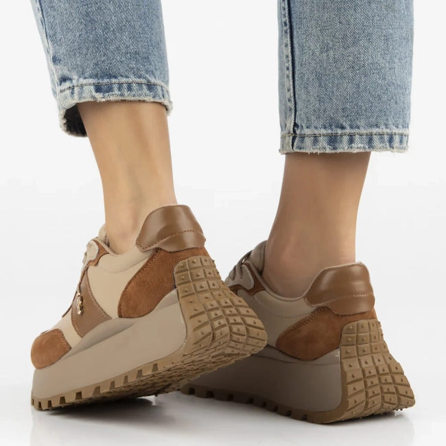 Leather sneakers Filippo DP6785/25 BR BE brown