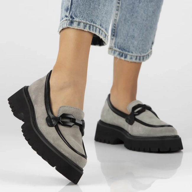 Leather shoes Filippo DP6486/24 GR grey