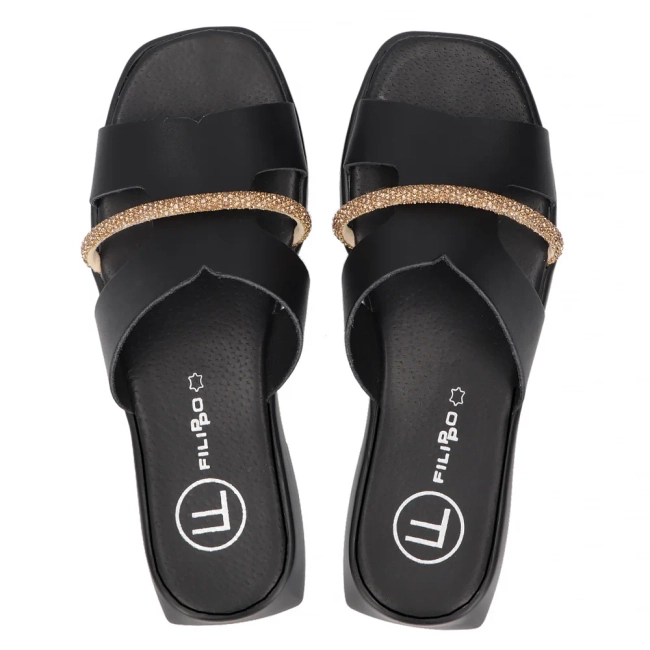 Leather flip-flops Filippo DK6878/25 BK black