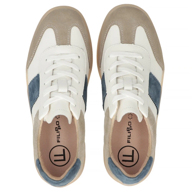 Skórzane sneakersy Filippo DP6770/25 WH BE biało beżowe