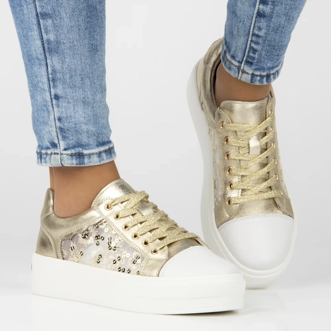 Skórzane trampki Filippo DP7060/25 GO złote