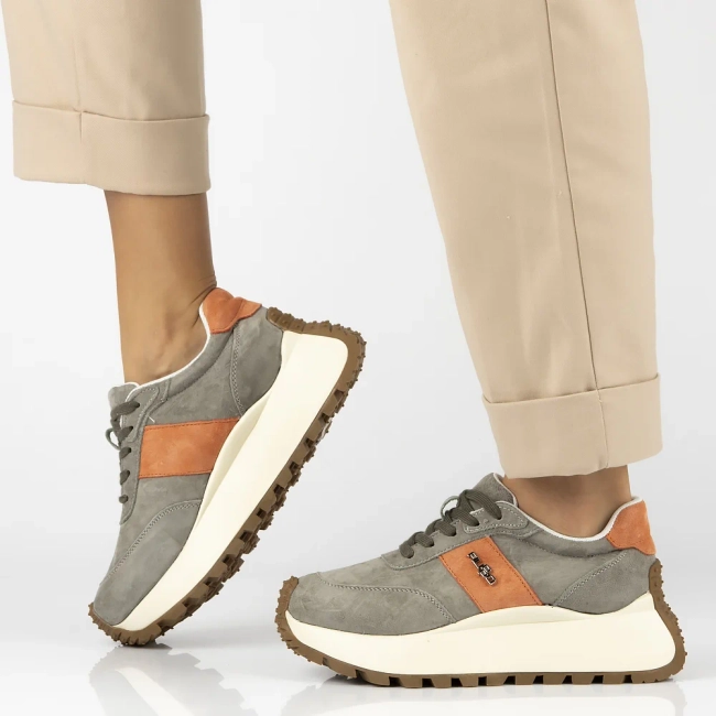 Skórzane sneakersy Filippo DP6785/25 KH OR khaki