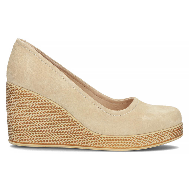 Skórzane półbuty na koturnie Filippo DP3521/23 BE SU beżowe