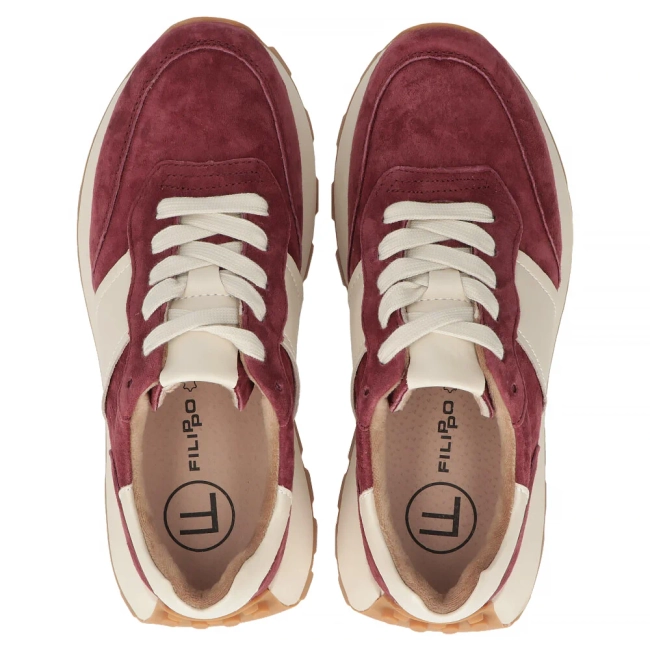 Leather sneakers Filippo DP7112/25 BG burgundy