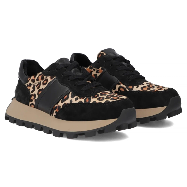 Skórzane sneakersy Filippo DP7112/25 BK LEO czarne