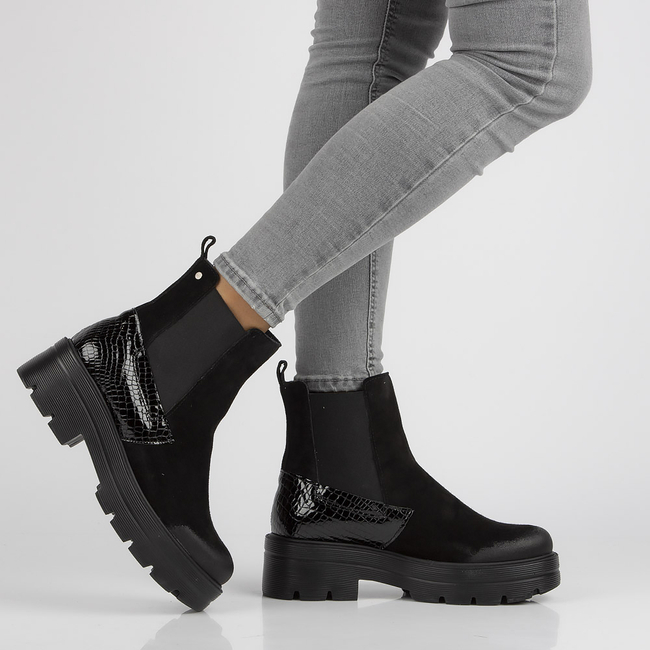 Skórzane botki Filippo 60318 czarne