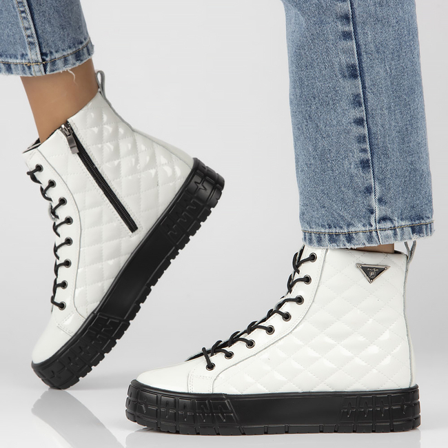 Skórzane trzewiki Filippo DBT3944/22 WH białe