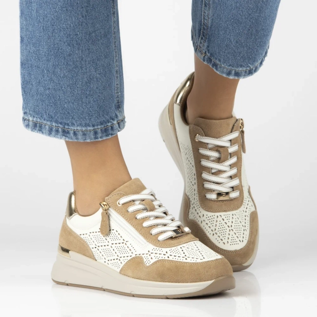 Leather sneakers Filippo DP7101/25 WH BE white beige