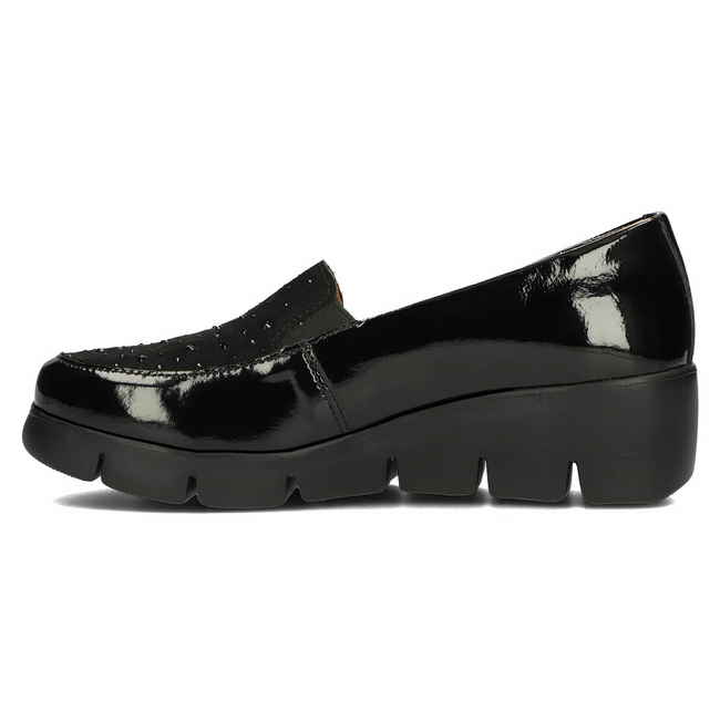 Skórzane półbuty na koturnie Filippo DP4584/23 BK czarne