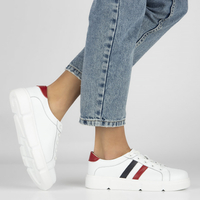 Skórzane półbuty na platformie Filippo DP4530/23 WH RD białe