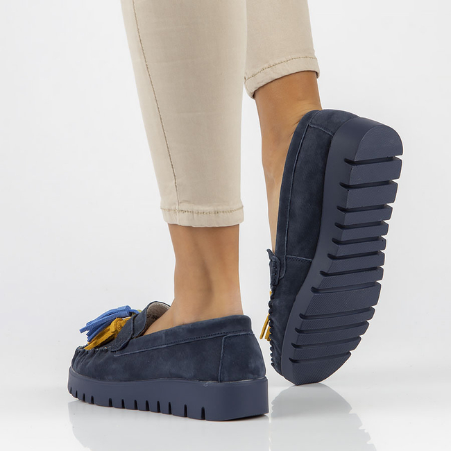 Skórzane półbuty Filippo DP3535/22 NV granatowe