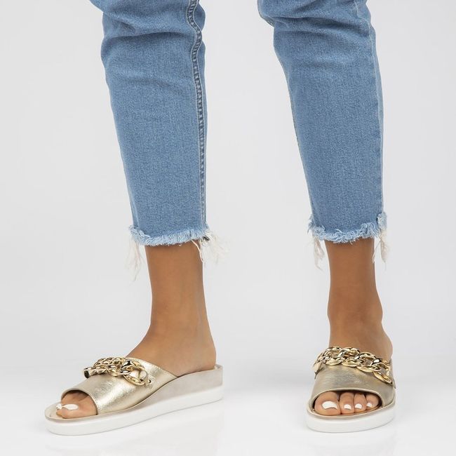 Leather flip-flops Filippo 105 gold