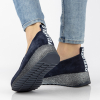 Skórzane Sneakersy Filippo DP1500/20 NV T granatowe