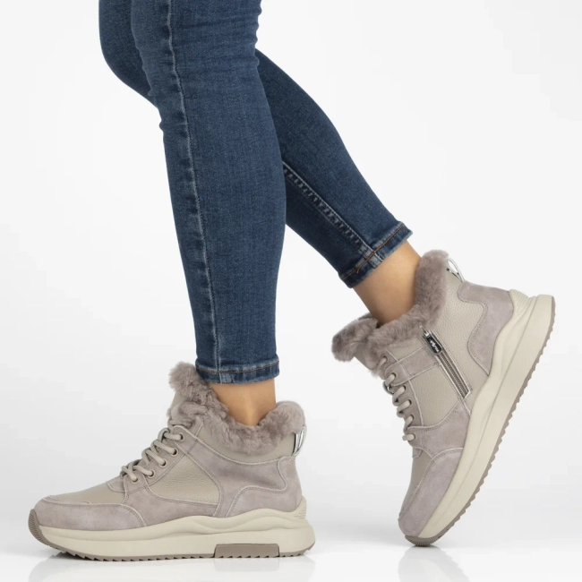 Skórzane botki na platformie Filippo DBT7240/25 BE beżowe