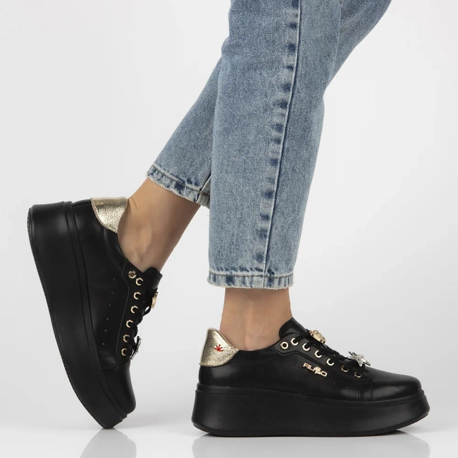 Leather sneakers Filippo DP6790/25 BK black