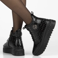 Skórzane botki na platformie Filippo DBT7278/25 BK czarne