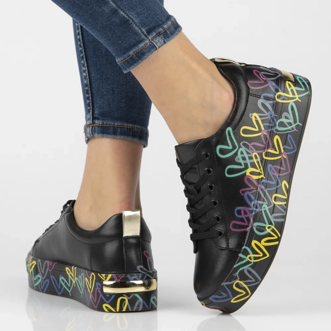 Skórzane półbuty na platformie Filippo DP3533/24 BK MLT czarne