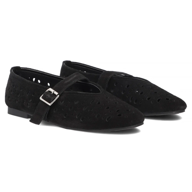 Skórzane baleriny Filippo DP7875/26 BK czarne