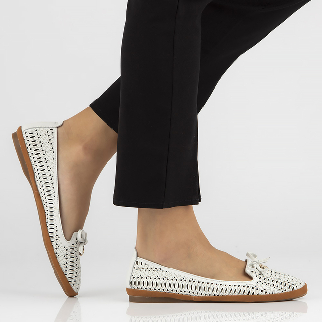 Leather openwork lords Filippo DP2034/21 WH white