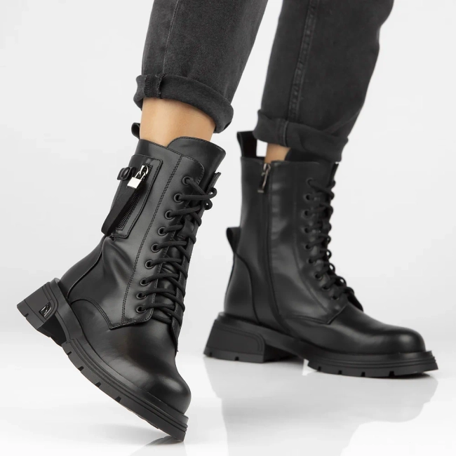 Skórzane botki typu workery Artiker 53C0212 czarne