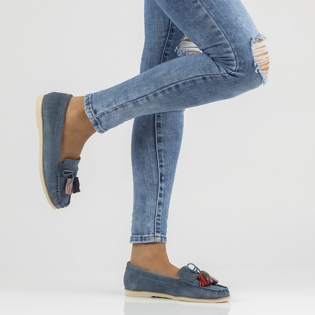 Skórzane mokasyny Filippo DP3512/22 NV granatowe