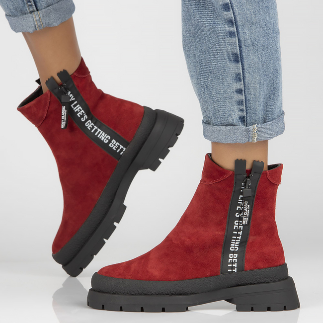 Leather ankle boots Filippo DBT4164/22 RD red