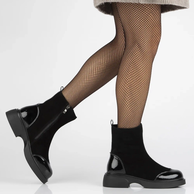 Leather ankle boots DBT6365/24 BK black