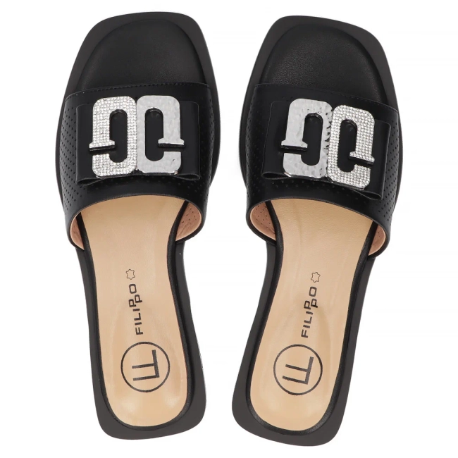 Leather flip-flops Filippo DK6985/25 BK black