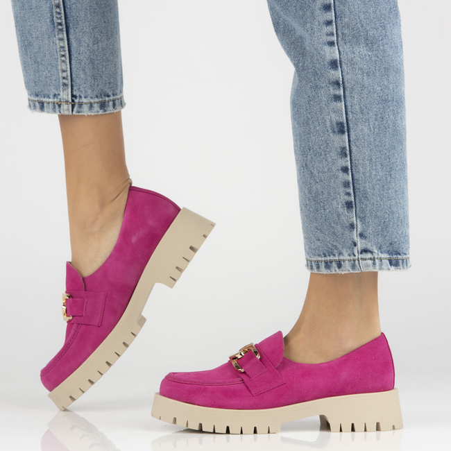 Skórzane półbuty Filippo 20089 fuksja