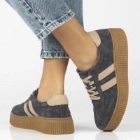 Leather sneakers Filippo DP6776/25 GR BE grey