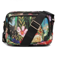 Czarna torebka listonoszka flowers