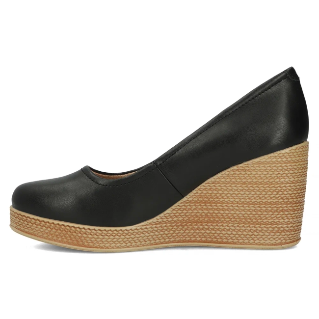 Skórzane półbuty na koturnie Filippo DP3521/24 BK czarne