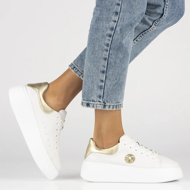 Skórzane sneakersy Filippo DP6058/24 WH białe