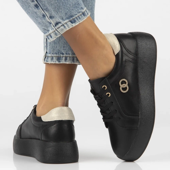 Leather sneakers Filippo DP6721/25 BK black