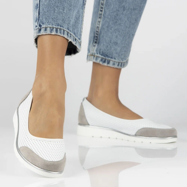 Leather shoes Filippo DP4524/25 WH GR white-grey