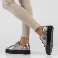 Leather sneakers FILIPPO DP3528/22 GN gun metal