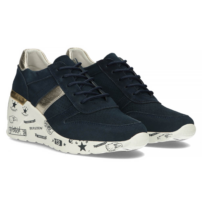 Skórzane Sneakersy Filippo DP3550/22 NV granatowe