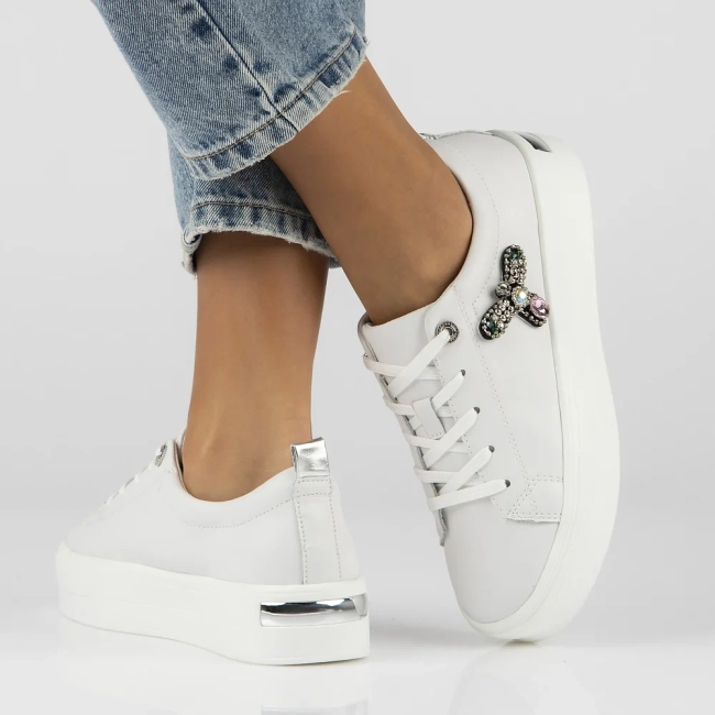 Leather sneakers Filippo DP6042/24 WH white