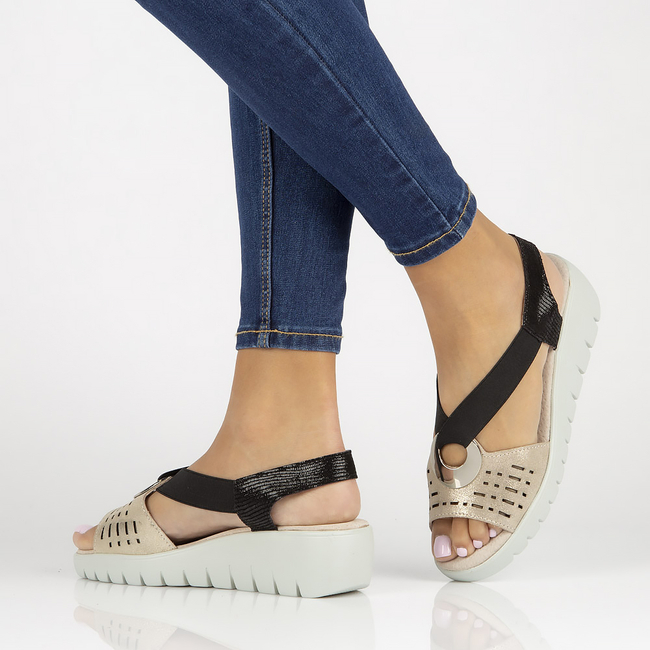 Leather sandals Filippo DS3501/22 GO BK gold