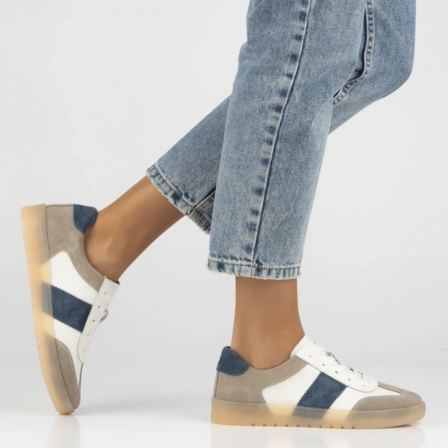 Skórzane sneakersy Filippo DP6770/25 WH BE biało beżowe