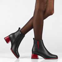 Leather heeled ankle boots Filippo DBT7374/26 BK RD black