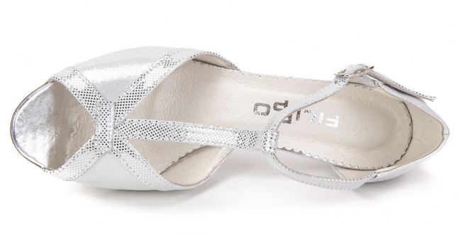 Sandals Filippo 322 silver satin + dot