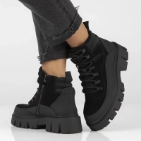 Skórzane botki na platformie Filippo DBT4994/24 BK czarne