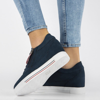 Skórzane Sneakersy na koturnie Filippo DP2350/21 NV granatowe