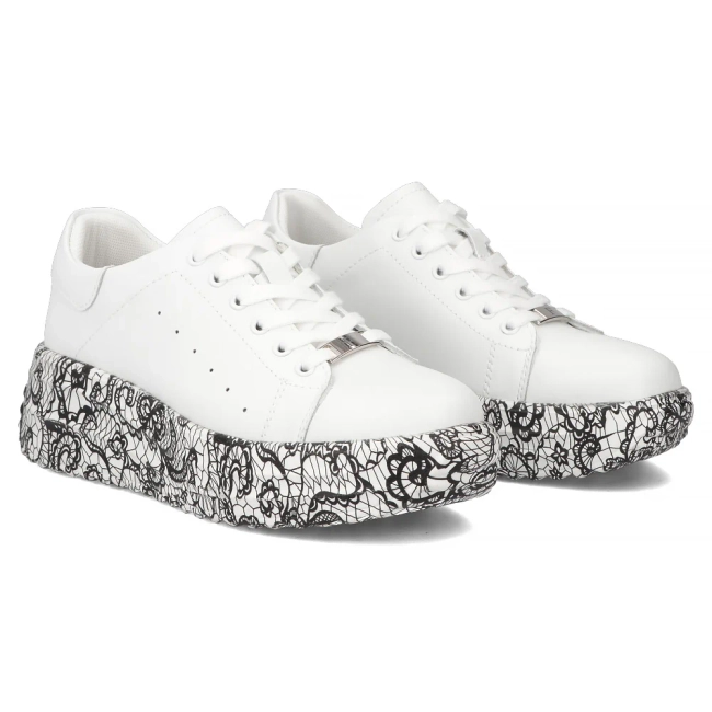 Leather sneakers Filippo DP7507/26 WH BK white