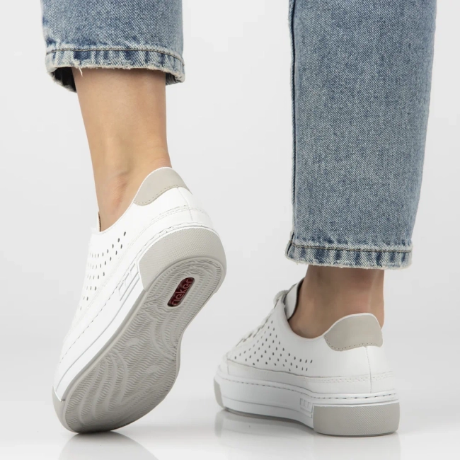 Leather sneakers Rieker L8849-80 white
